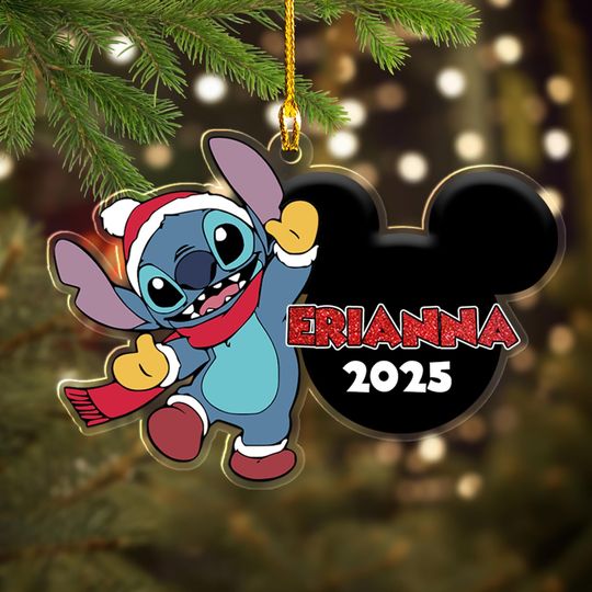 Discover Personalized Stitchmas Ornament, Stitch Xmas Customized 2025 Christmas Tree Decor, Disney Stitch and Lilo Christmas Ornament Gift For Kid