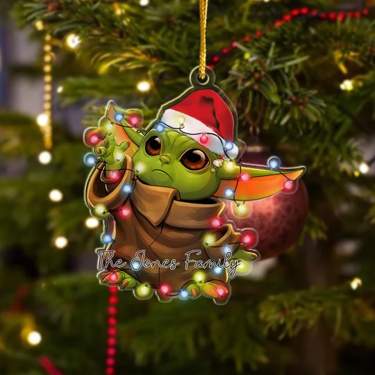 Discover Personalized Baby Yoda Christmas Ornament, Galaxy Baby Yoda Customized 2025 Christmas Tree Decor, Star Wars Character Xmas Gift For Kid