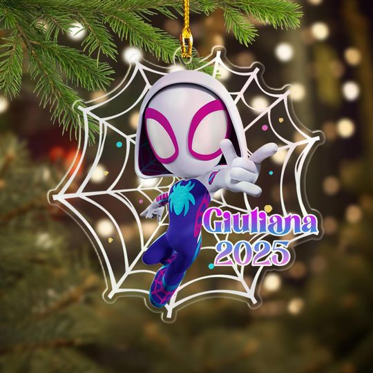 Personalized Ghost Spider Ornament, Spider Hero Character Xmas Ornament Fan Gift