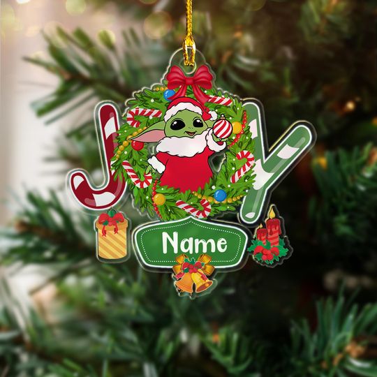 Discover Personalized Baby Yoda Christmas Ornament, Custom Alien Baby Yoda 2025 Christmas Tree Decor, Star Wars Character Xmas Gift For Kid