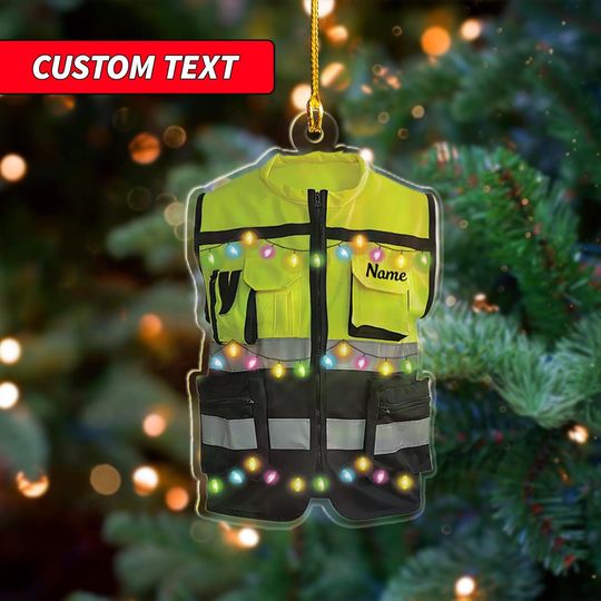 Personalized Safety Vest Christmas Light Ornament