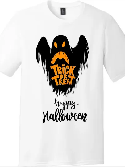 Discover Halloween Ghost "Trick or Treat" Printed T - Shirt | Unisex Short - Sleeve Top
