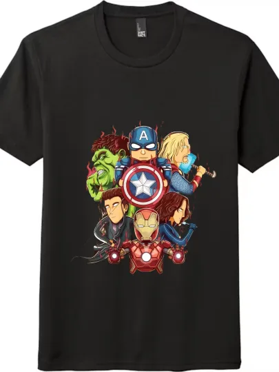 Discover Marvel Anime Heroes Cartoon Print T-shirt|Unisex Tee Casual Short-sleeve Top
