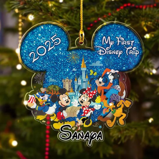 Discover Custom Disney First Trip 2025 Ornament, Mickey Mouse and Friends Castle Decor