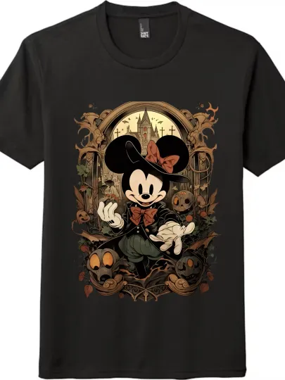 Discover Halloween Vintage - Style Mickey Printed T - Shirt, Casual Short - Sleeved