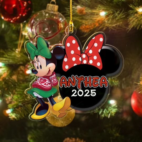 Discover Personalized Minnie Mouse Christmas Ornament, Customized Disney 2025 Christmas Tree Decor