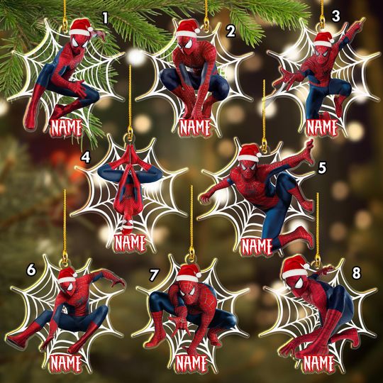 Personalized Spiderman Christmas Ornament, Custom Spidey Ornament Hanging