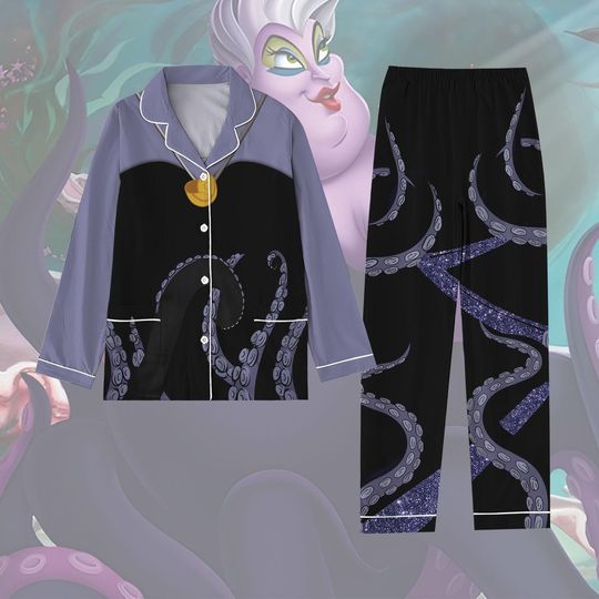Discover Villains Ursula Costume Pajamas Set, Disney Ursula Holiday Sleepwear, Evil Queen Christmas Pajamas, Christmas Gift