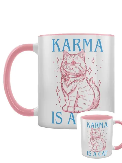 Discover Karma Is A Cat Pink Inner 2-Tone Mug
