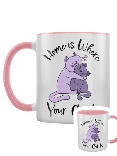 Discover Home Is Where Your Cat Is 2-Tone Mug with Pink Interior