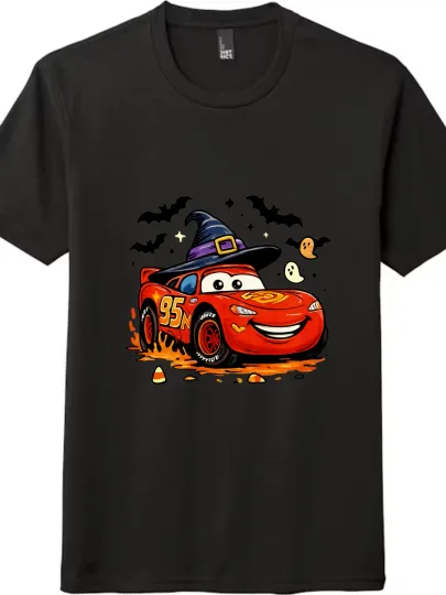 Discover Halloween Car-themed Cartoon T-shirt Pumpkin, Ghost, Candy, Bandage Unisex Tee