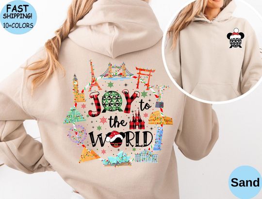 Discover Disney Christmas Joy to the world Hoodie, Epcot world tour Christmas Family Trip Hoodie, Mickey's very merry Xmas party