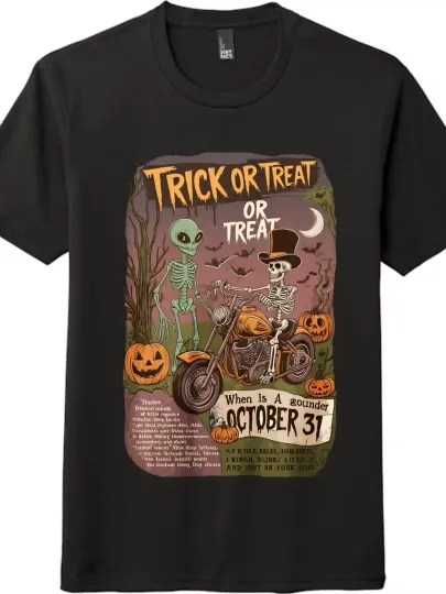 Discover Halloween"Trick or Treat"Cartoon Print T-shirt|Unisex Tee Casual Short-sleeve