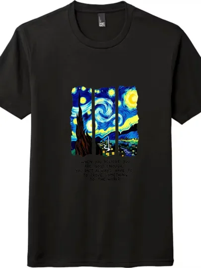Discover "The Starry Night" Art Print Tee in A Literary Style for Both Men and Women