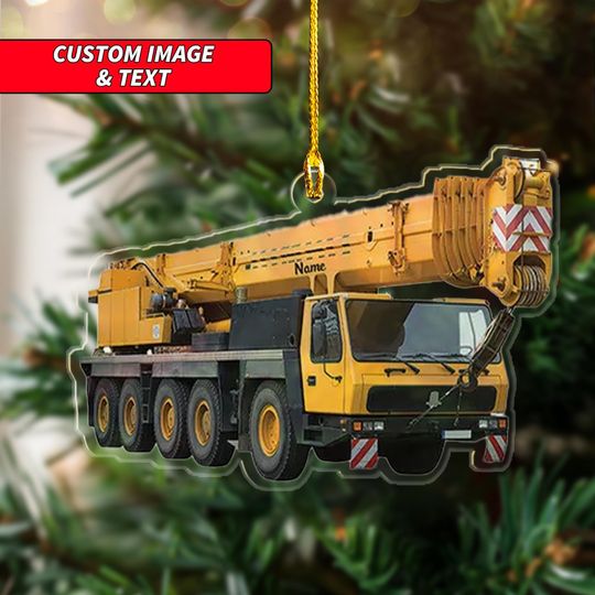 Personalize Crane Vehicles Christmas Ornament, Heavy Equipment Operator Christmas Ornament