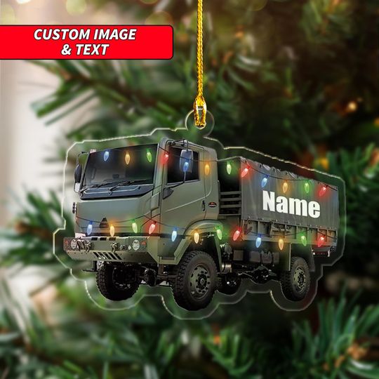 Discover Personalize Veteran Container Truck Christmas Ornament, Veteran Container Truck Christmas Ornament, Custom Name Truck Acrylic Ornament