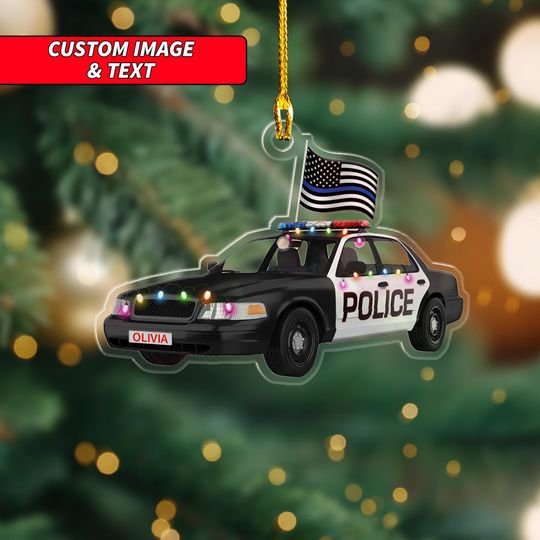 Personalized Police Car With Christmas Light Ornament