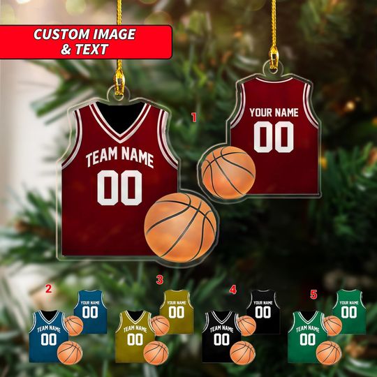 Discover Personalized Basketball Christmas Ornament, Custom Basketball Player Ornament, 2D Flat Basketball Team Ornament For Christmas Tree