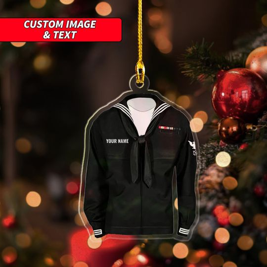 Discover Personalized Sailor Navy Uniform Flat Car Ornament, Personalized Navy Veteran 2D Printed Ornament, Navy Proud Gift, Sailor Ornament Gift