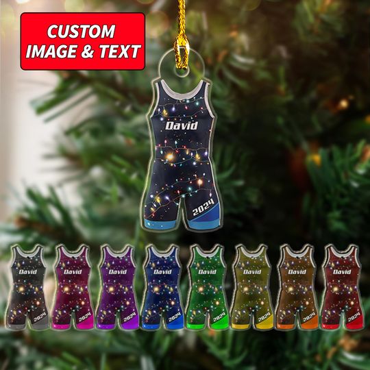 Discover Personalized Wrestling Ornament, Wrestling Christmas Ornament, 2D Flat Boys Girls Wrestling Gifts Wrestler Ornament, Christmas Ornament