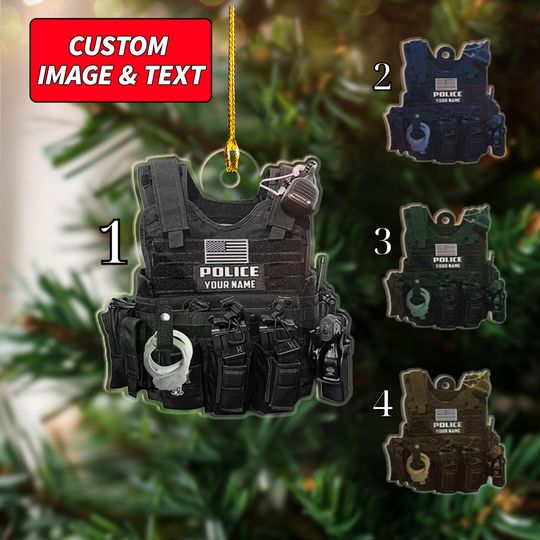 Discover Personalized Police Christmas Ornament, Police Ornament 2025, Custom Police Officer Flat Ornament Hanging, 2D Flat Police Ornament