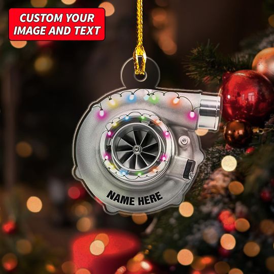 Discover Personalized Mechanic Turbo Flat Ornament, Custom Mica Flat Plastic Mechanic Ornament 2025, 2D Flat Christmas Tree Hanging Ornament