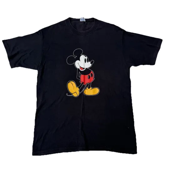 Discover Vintage Disney Mickey Mouse T-Shirt Size L/XL Black MADE IN USA 100% Cotton
