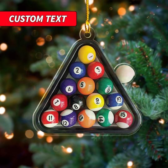 Discover Personalized Billiards Pool Christmas Acrylic Ornaments, Custom Name Ornament, Billiard Pool Christmas Ornament, Billiard Car Ornament