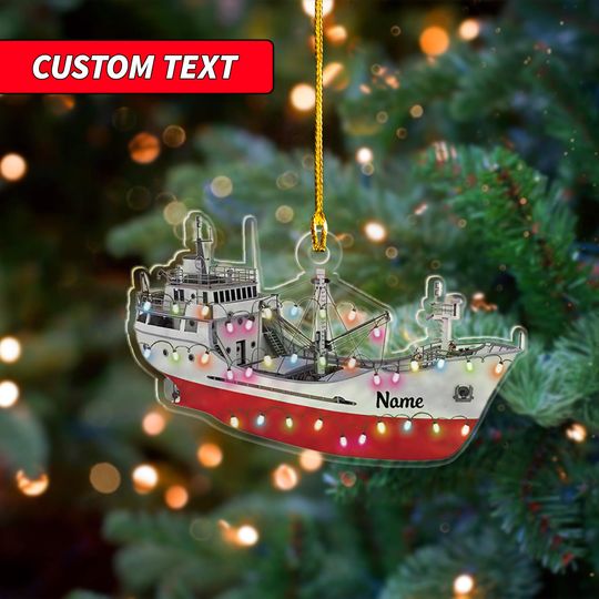 Discover Personalized Tugboat Christmas Ornament, Custom Tugboat Car Ornament, Yacht Ship Christmas Home Decor, Speed Boat Christmas Ornament
