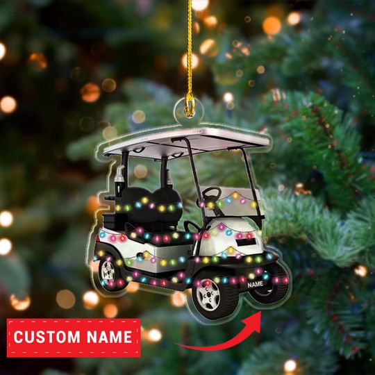Discover Personalized Golf Cart  2D Flat Ornament, Golfing Christmas Ornament, Golfer Xmas Ornament, Golfing Car Ornament, Golf Lover Ornament