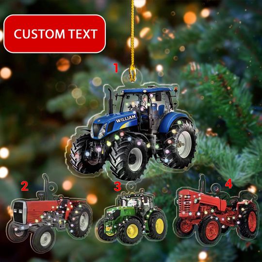 Discover Customized Name Tractor Christmas Ornament, Tractor Farmer Ornament, Farm Gift, Personalized Tractor Ornament, Tractor Xmas Ornament
