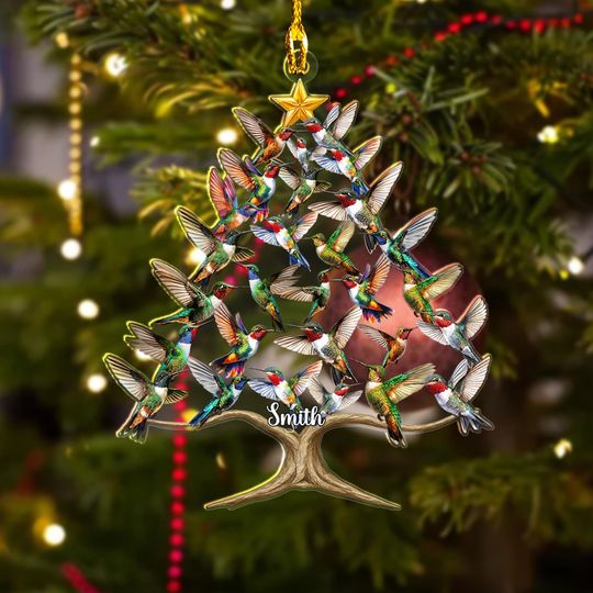 Discover Custom Hummingbird Christmas Ornament, Colorful Acrylic Bird Home Decoration, Hummingbird Christmas Tree Decor, Hummingbird Christmas Gift