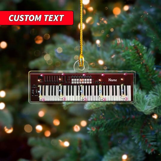 Discover Personalized Piano Christmas Light Ornament 2D, Custom Christmas Ornament for Piano Teacher, Keyboard Piano Christmas Light Ornament
