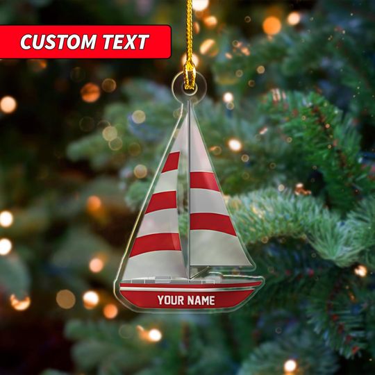 Discover Personalized Sailboat Christmas Ornaments, Custom Sailboat Sailing Sailor Xmas Ornament, Custom Boat Acrylic Ornament, Sailboat Tree Decor