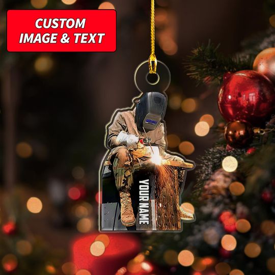 Discover Personalized Welder Ornament 2025, Custom Welder Christmas Ornament, Welding Ornament 2025, 2D Flat Welder Hanging Plastic Ornament