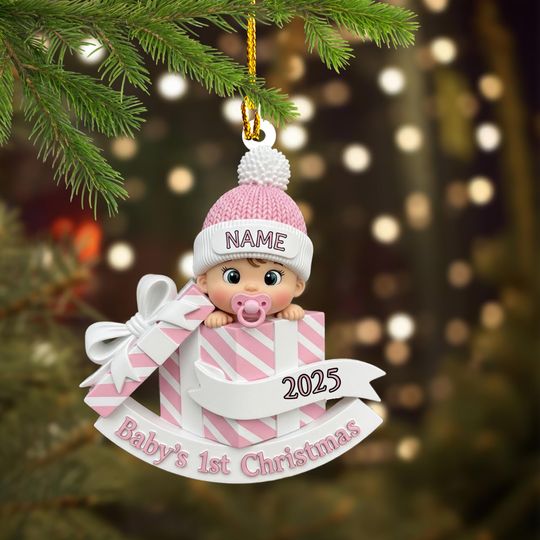 Discover Personalize Baby's 1st Christmas Acrylic Ornament, Baby's First Ornament, Custom Baby Name, Custom Newborn Gift, Baby Keepsake Home Decor