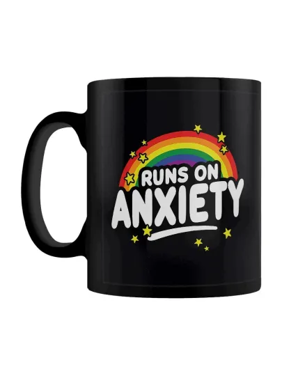 Discover Runs on Anxiety Black Mug