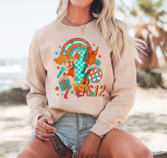 Discover 12 TS 12 taylor version Fans Sweatshirt, Glittery Performer Design Retro Music Hoodie for Pop Culture Enthusiasts, Concert Apparel