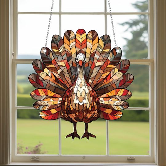 Thanksgiving Turkey Acrylic Window Hanging: Fall Decor