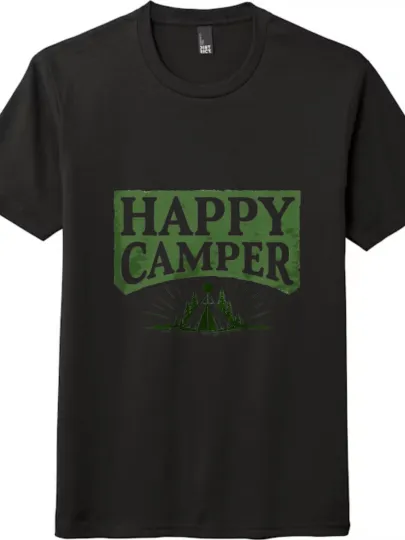 Discover "Happy Camper" Camping - Themed Printed Tee, Outdoor Casual Style