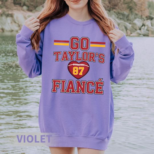 Discover Comfort Colors Go Taylors Fiance Long Sleeve Shirt, Funny Football Sweatshirt, Game Day Apparel, Trending Pop Star Shirt, Football Shirt