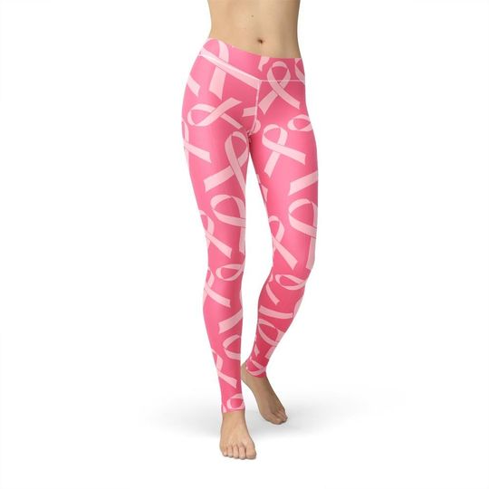 Discover Pink Ribbon Leggings, Breast Cancer Awareness, Cute Workout, Gift for Her
