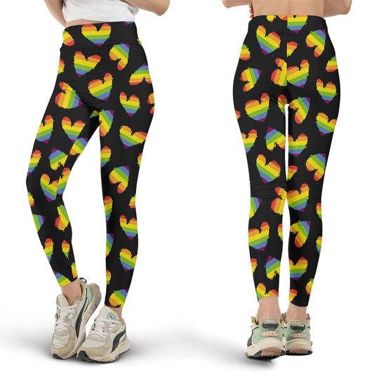 Discover LGBT Hearts Leggings, Pride Leggings, Lesbian, Gay, Bisexual, Rainbow Heart Pants