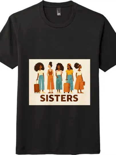 Discover "SISTERS" Girlfriends Travel Printed T-Shirt, Unisex Short - Sleeve Top