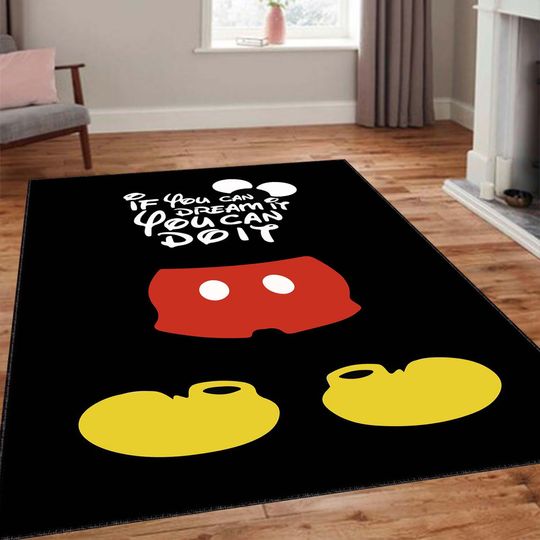 Discover Mickey Mouse Inspired Rug, Kids Room Decor Rug, Cartoon Area Rug, Non Slip Floor Mat, Custom Playroom Rug, Gift for Disney Lovers Rug, Rugs