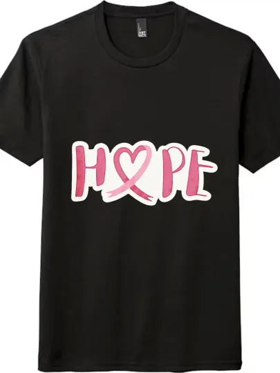 Discover "HOPE" Breast Cancer Awareness T-Shirt - Heart&Ribbon Letter Design, Unisex|Tee