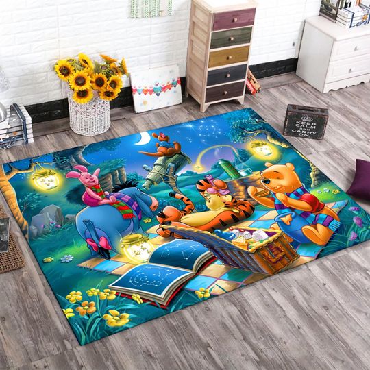 Winnie the Pooh Jungle Rug, Winnie and Friends Rug, Winnie Kids Room Decor,Nursery Home Decor,Winnie Pooh Tiger Piglet