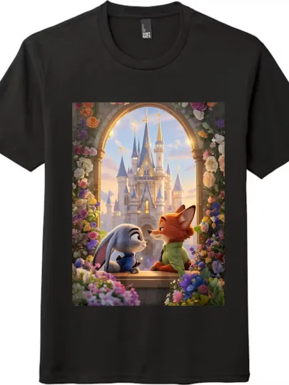 Discover "Zootopia" Judy and Nick Castle Printed T-shirt, Unisex Short-Sleeve Top
