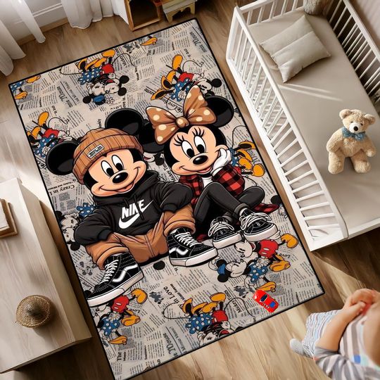 Discover Mickey Mouse Kids Rug: Colorful Cartoon Nursery Play Mat