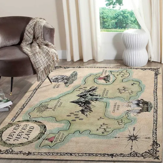 Discover Peter Pan Area Rugs Neverland Map Living Room Carpet Disney Inspired Rug -